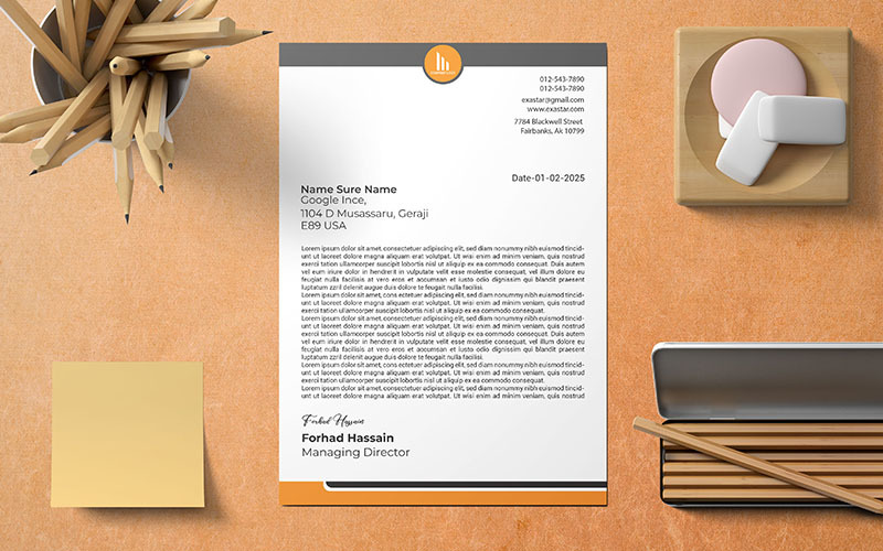 Flat design minimal business letterhead Design _180 Corporate Identity