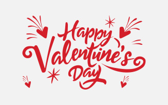 Free Vector illustration happy Valentine's Day red calligraphy on white background