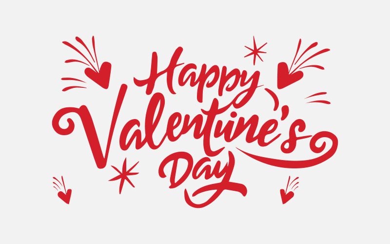 Free Vector illustration happy Valentine's Day red calligraphy on white background Vector Graphic