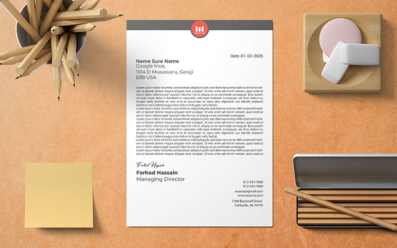 Modern and minimal business letterhead_(M)_180 Corporate Identity