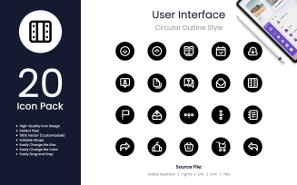 User Interface Icon Pack Circular Outline Style 2