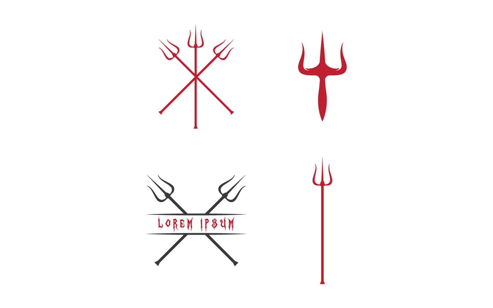 Diseño plano del vector del logotipo de la ilustración del tridente