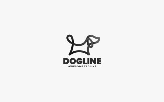 Dog Gradient Line Art Logo
