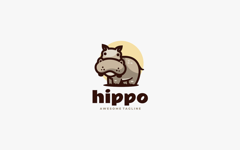 Hippo Simple Mascot Logo Design Logo Template