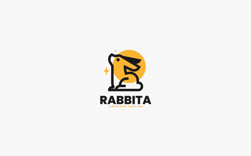 Rabbit Line Art Logo Template