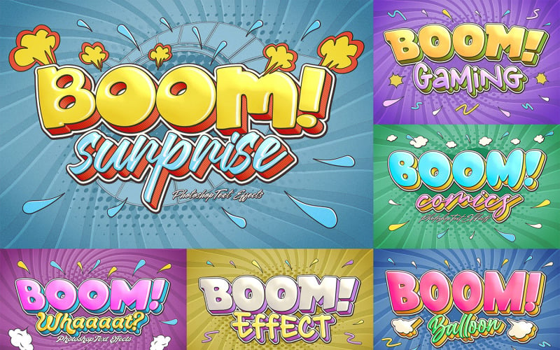 Boom Text Effects Photoshop Templates Illustration
