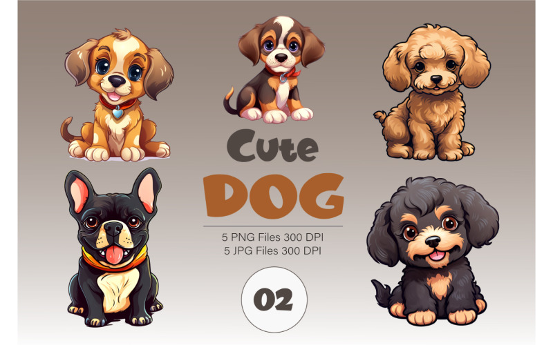 Cute cartoon dog 02. TShirt Sticker. Illustration