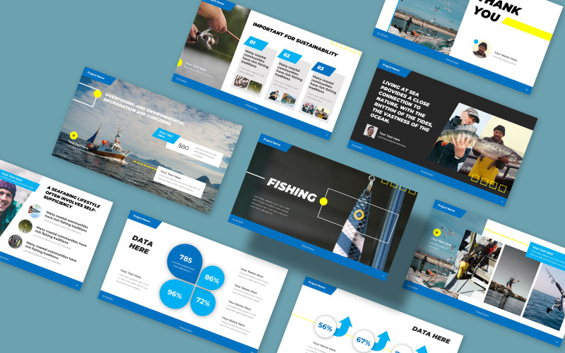Fishing Community Presentation Powerpoint Template PowerPoint Template