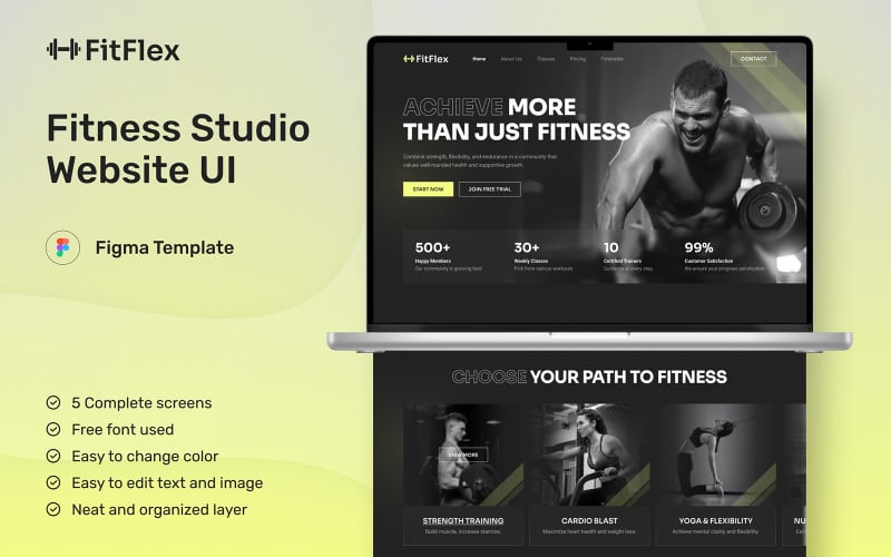 FitFlex - Fitness Studio Website UI Element