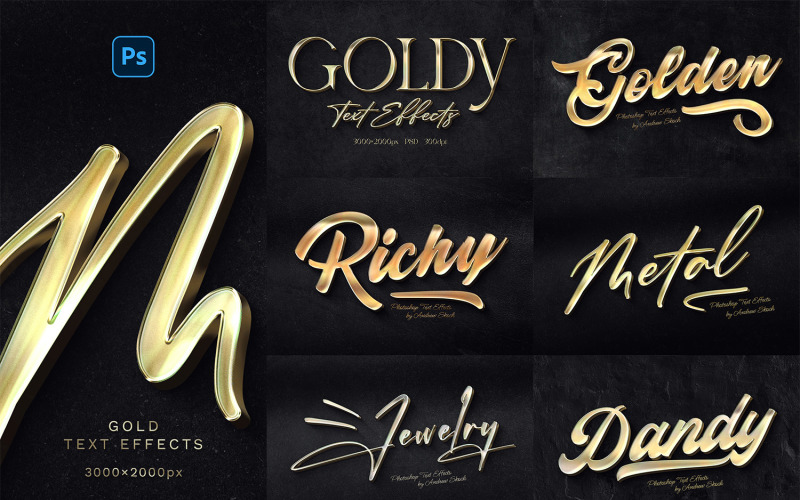 Gold Text Effects Photoshop Templates Illustration