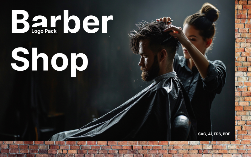 IronBlades — Minimalistic Barber Shop Logo Pack UI Element