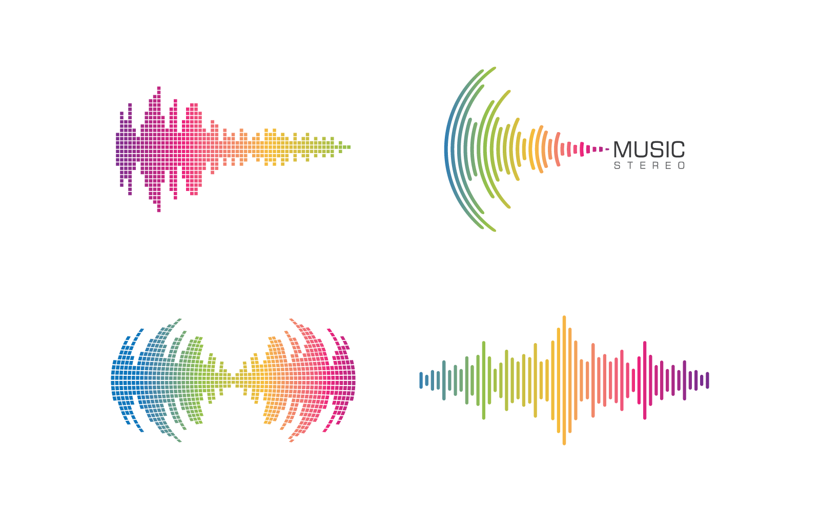 Modèle de conception vectorielle de logo de musique d'onde sonore