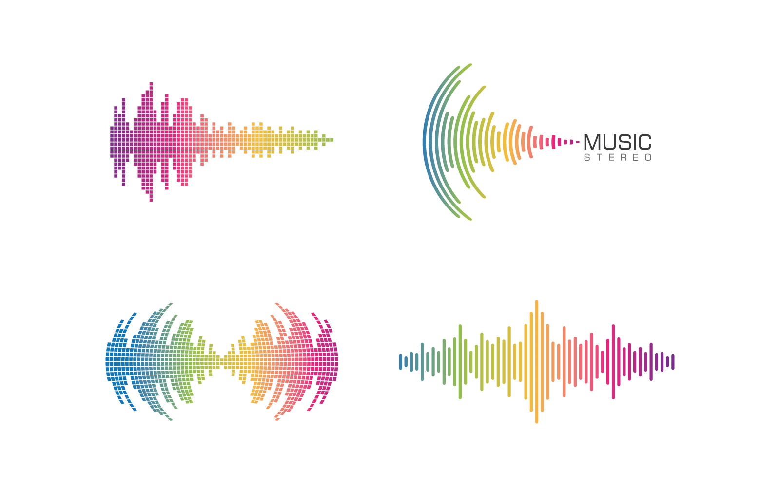 Modello di disegno vettoriale del logo musicale dell'onda sonora