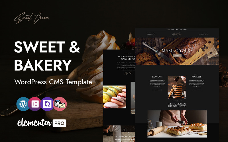 Sweetcream - Bakery and Cookie Shop CMS WordPress Elementor Theme WordPress Theme