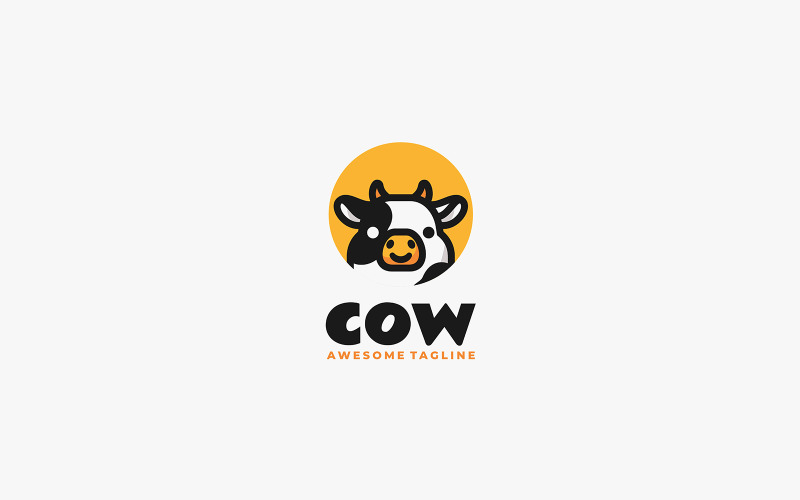 Cow Simple Mascot Logo Design Logo Template