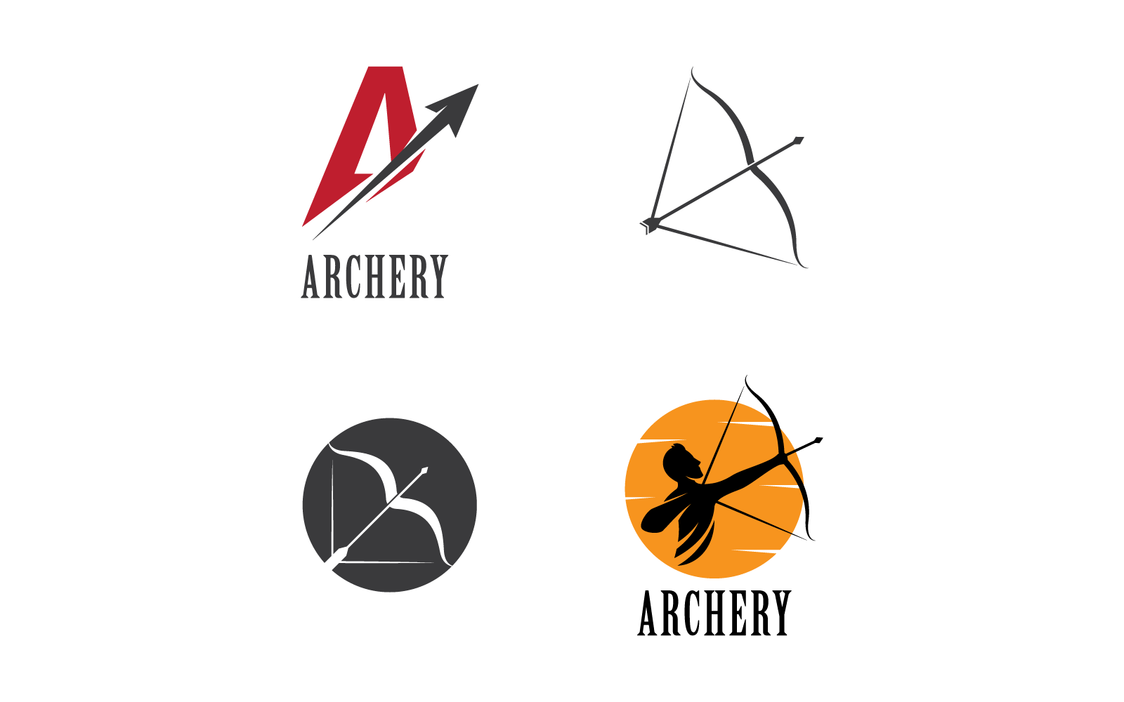 Diseño plano de vector de logotipo de tiro con arco