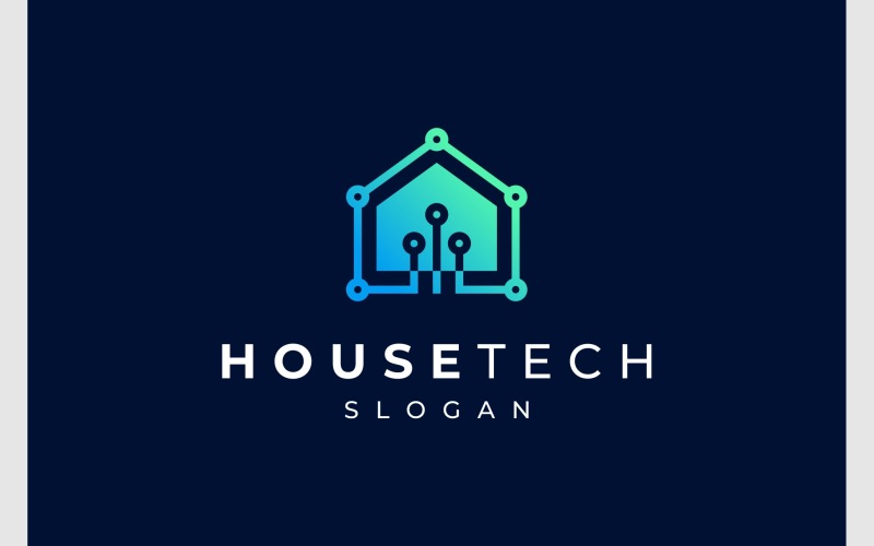 Home House Technology Digital Logo Logo Template