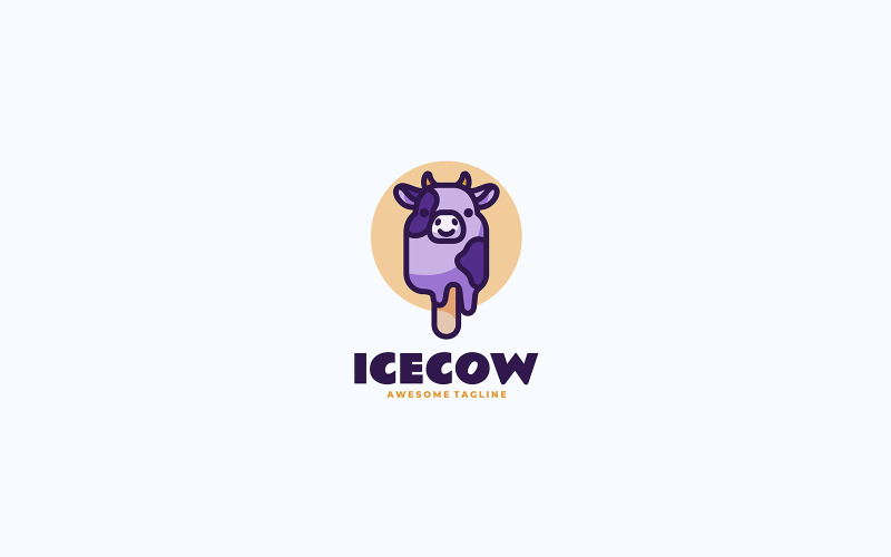 Ice Cow Mascot Cartoon Logo Logo Template