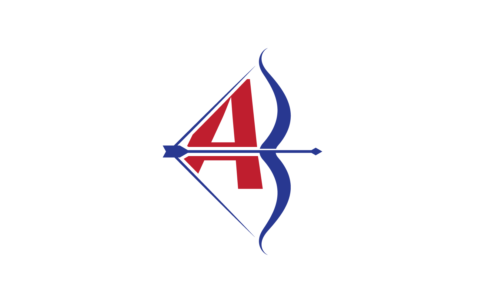 Логотип стрельбы из лука с плоской конструкцией векторной иллюстрации начальной буквы