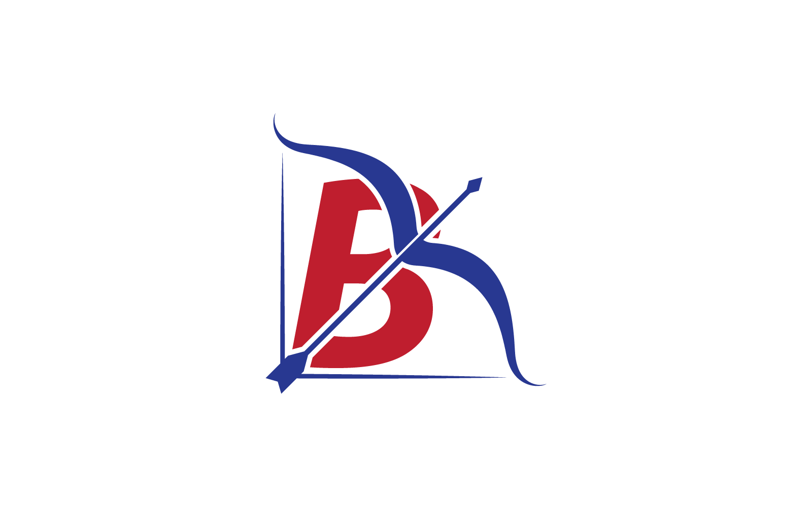 Logotipo de tiro con arco con letra inicial B ilustración vectorial diseño plano