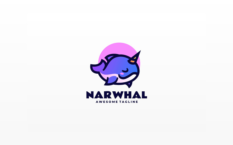 Narwhal Simple Mascot Logo Logo Template