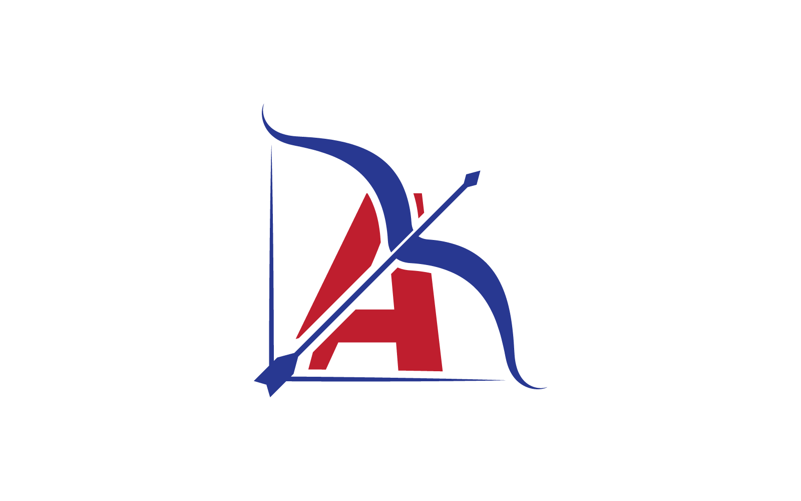 Okçuluk logosu ve İlk harf vektör illüstrasyonu düz tasarımı