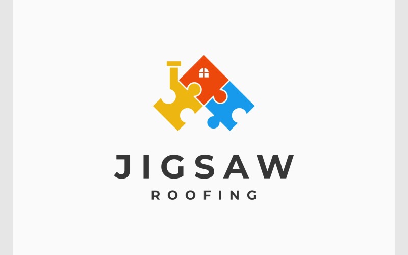 Roof Puzzle Jigsaw Roofing Logo Logo Template