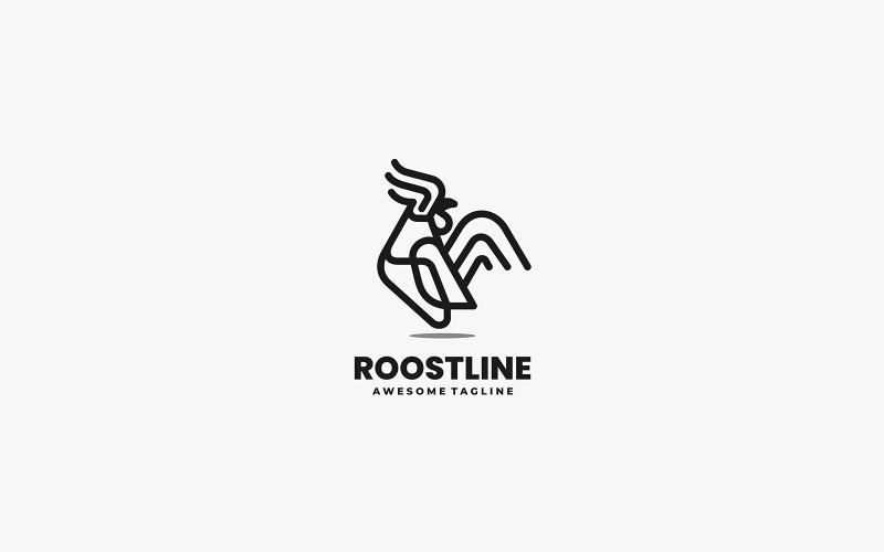 Rooster Line Art Logo Style 4 Logo Template