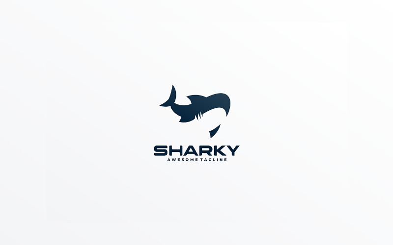 Shark Negative Space Logo Logo Template