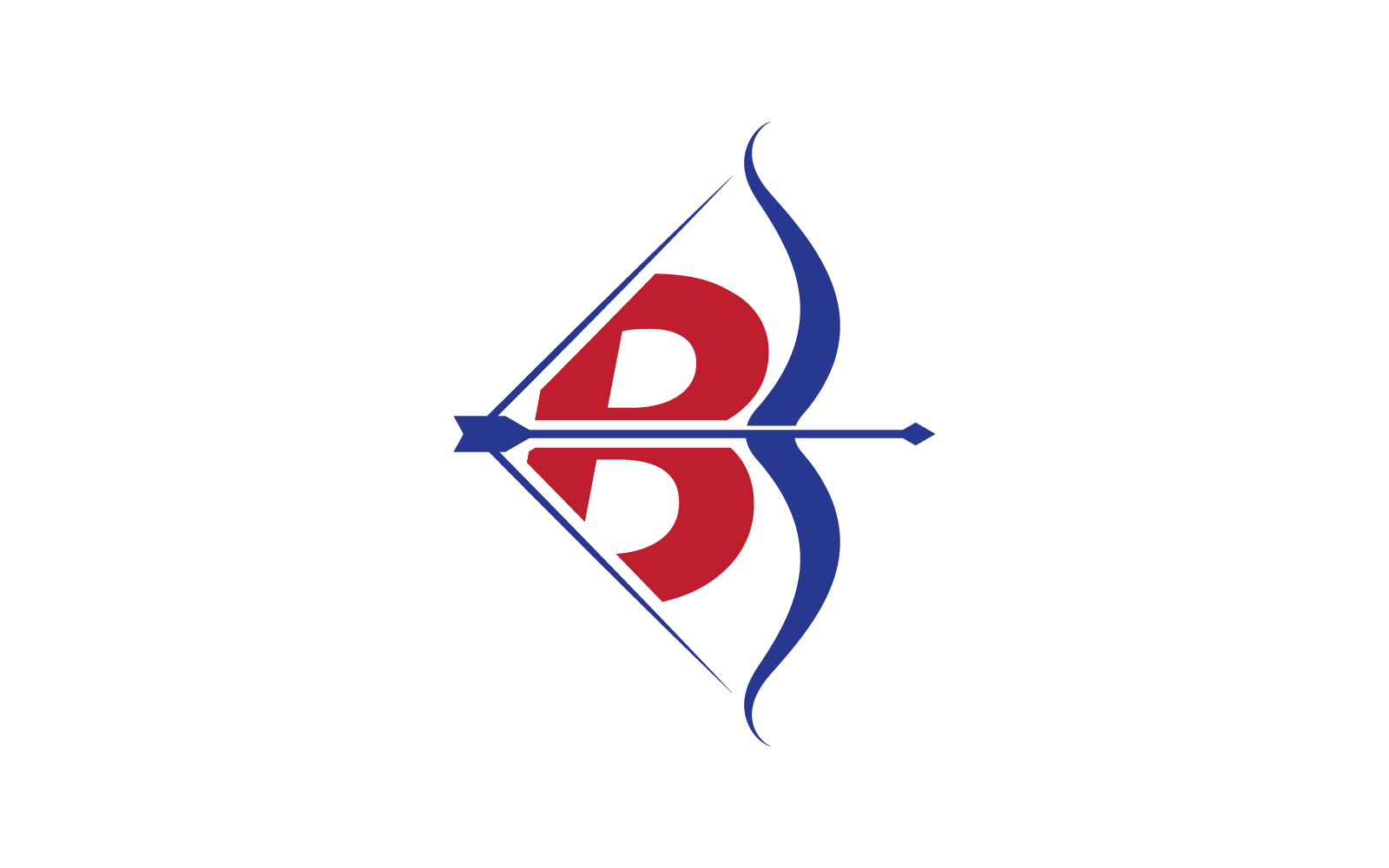 射箭标志与 B 首字母矢量插画平面设计