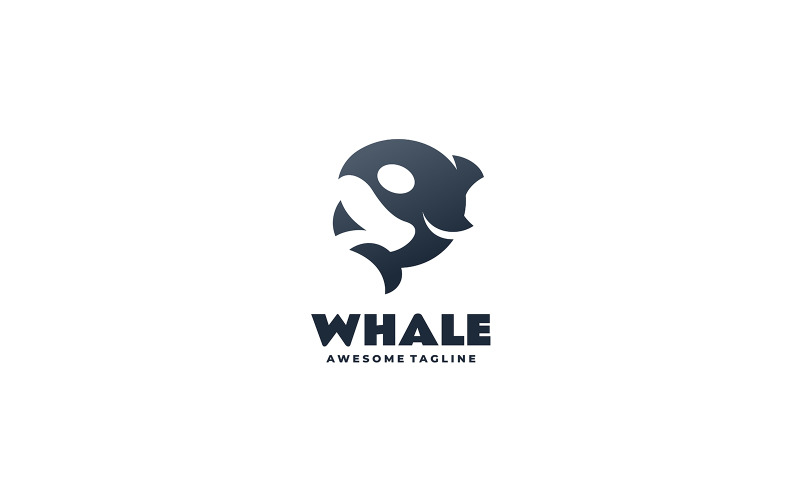 Whale Negative Space Logo Logo Template