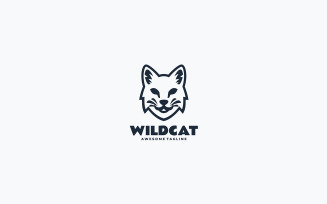 Wild Cat Line Art Logo Design
