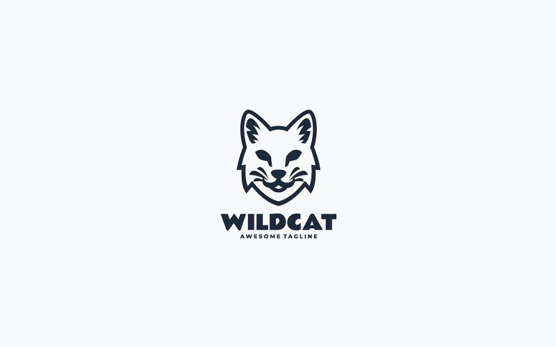 Wild Cat Line Art Logo Design Logo Template