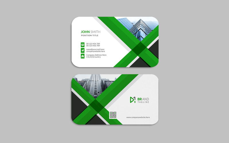 Elegant business card, green and white business card Corporate Identity