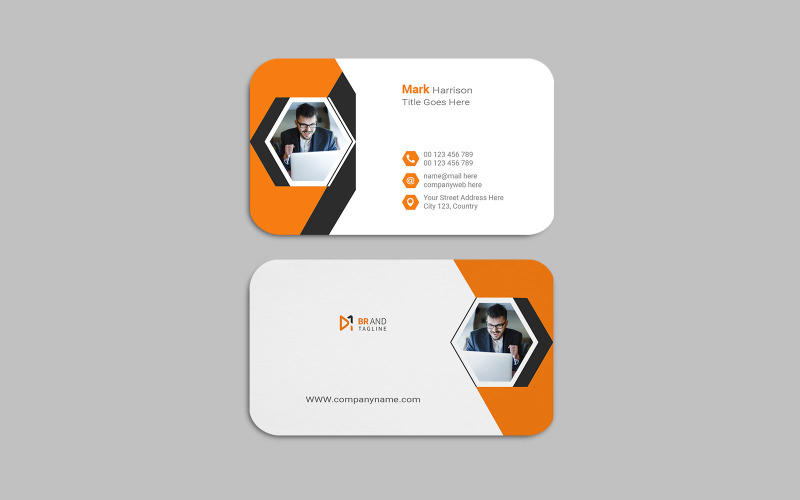 Elegant modern black and orange business card template Corporate Identity