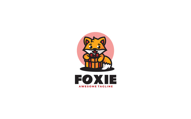 Fox Gift Mascot Cartoon Logo Logo Template