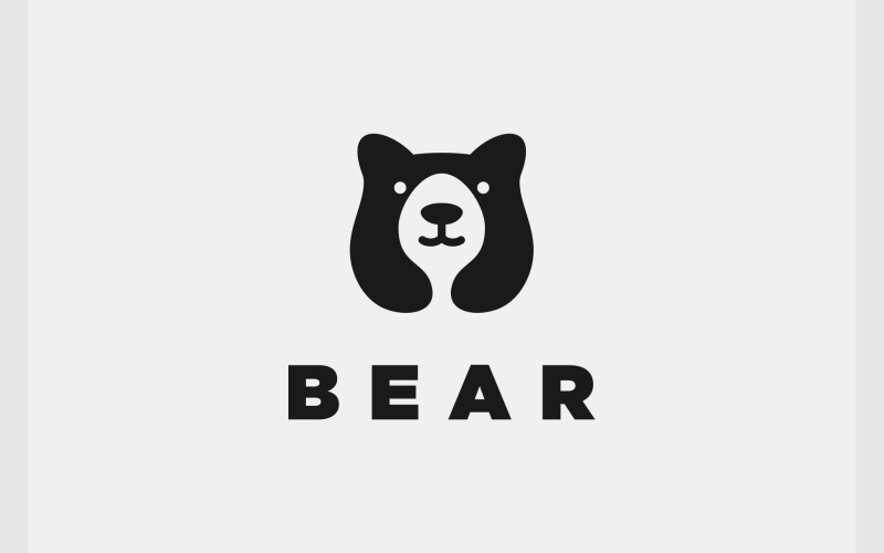 Grizzly Bear Simple Negative Space Logo Logo Template