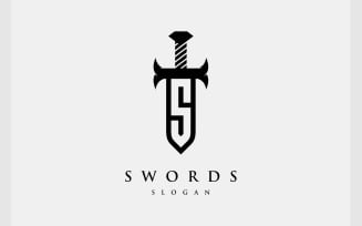 Letter S Sword Knight Warrior Logo