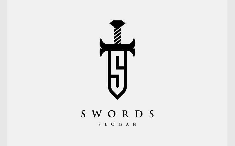 Letter S Sword Knight Warrior Logo Logo Template