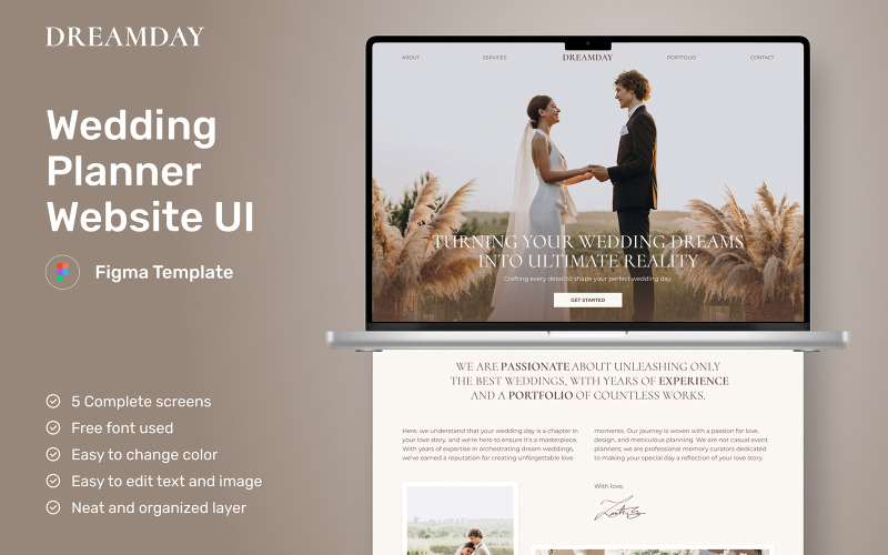 DreamDay - Wedding Planner Website UI Element