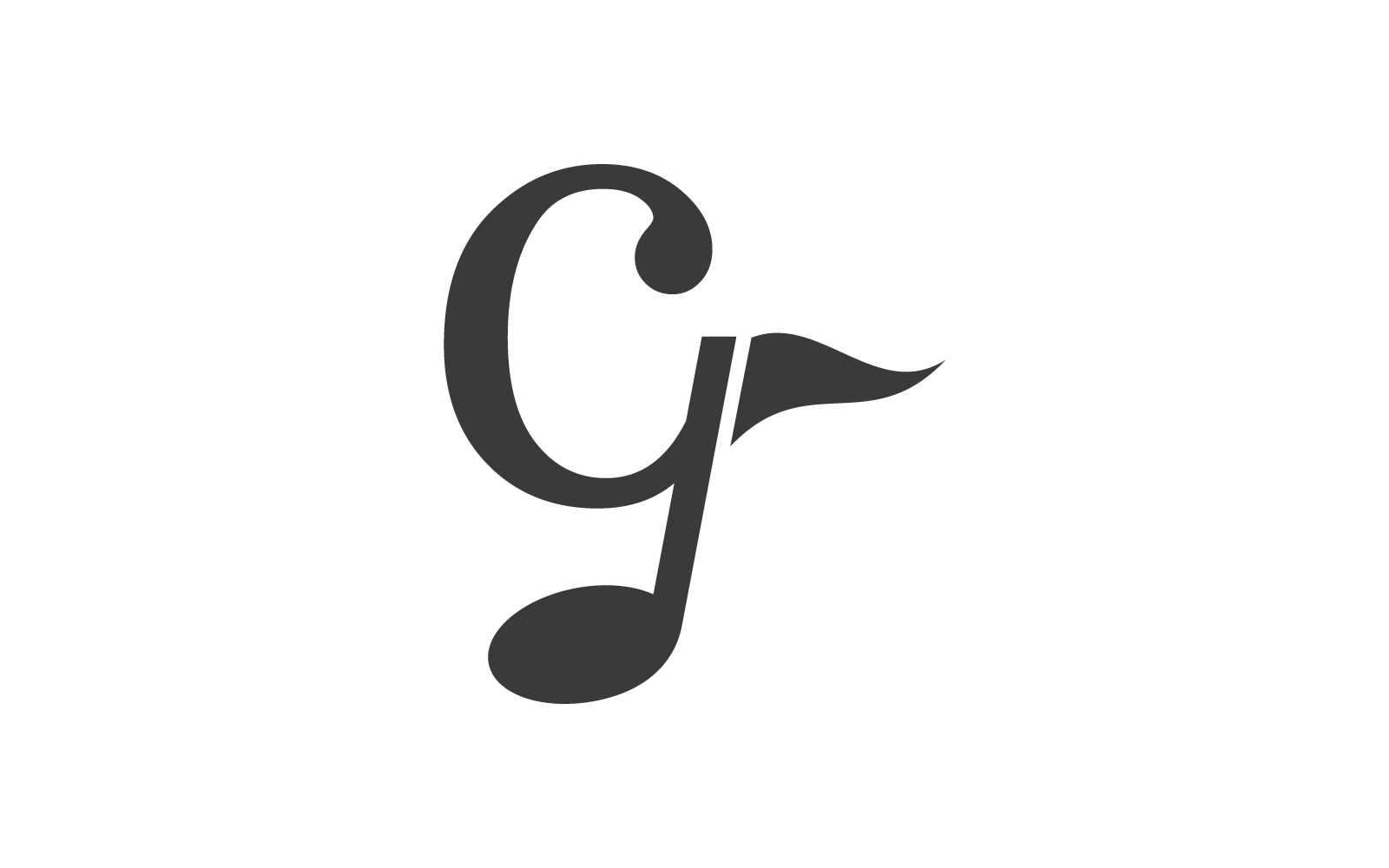 Musiknote mit C- oder G-Buchstaben-Logo-Vektorvorlage