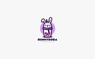 Bunny Boba Mascot Cartoon Logo