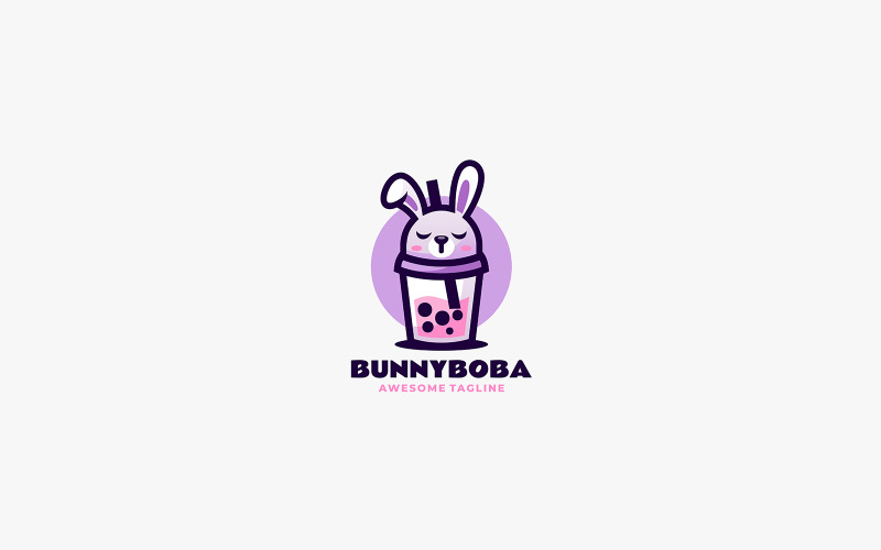 Bunny Boba Mascot Cartoon Logo Logo Template