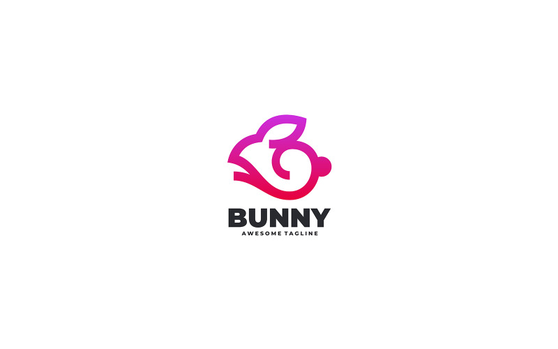 Bunny Gradient Line Art Logo Logo Template