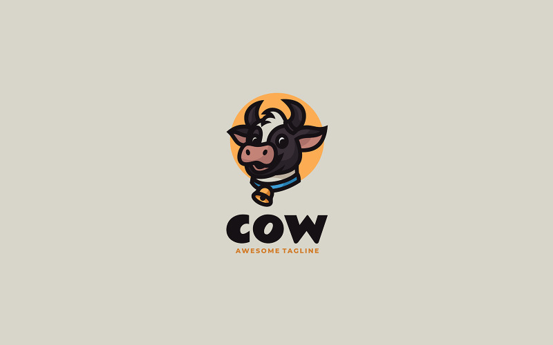 Cow Mascot Cartoon Logo Design Logo Template