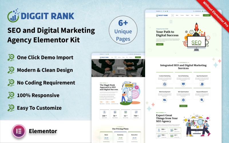 Diggitrank SEO and Digit Marketing Agency WordPress Website Elementor Kit