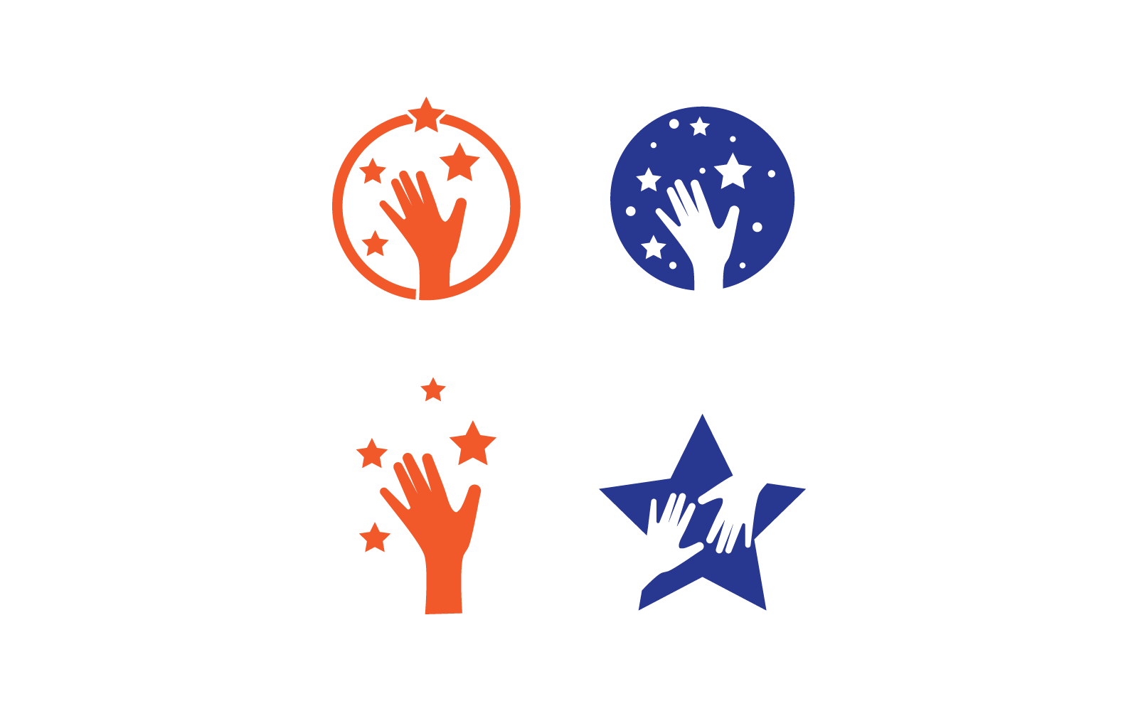 Hand en ster logo vector sjabloon