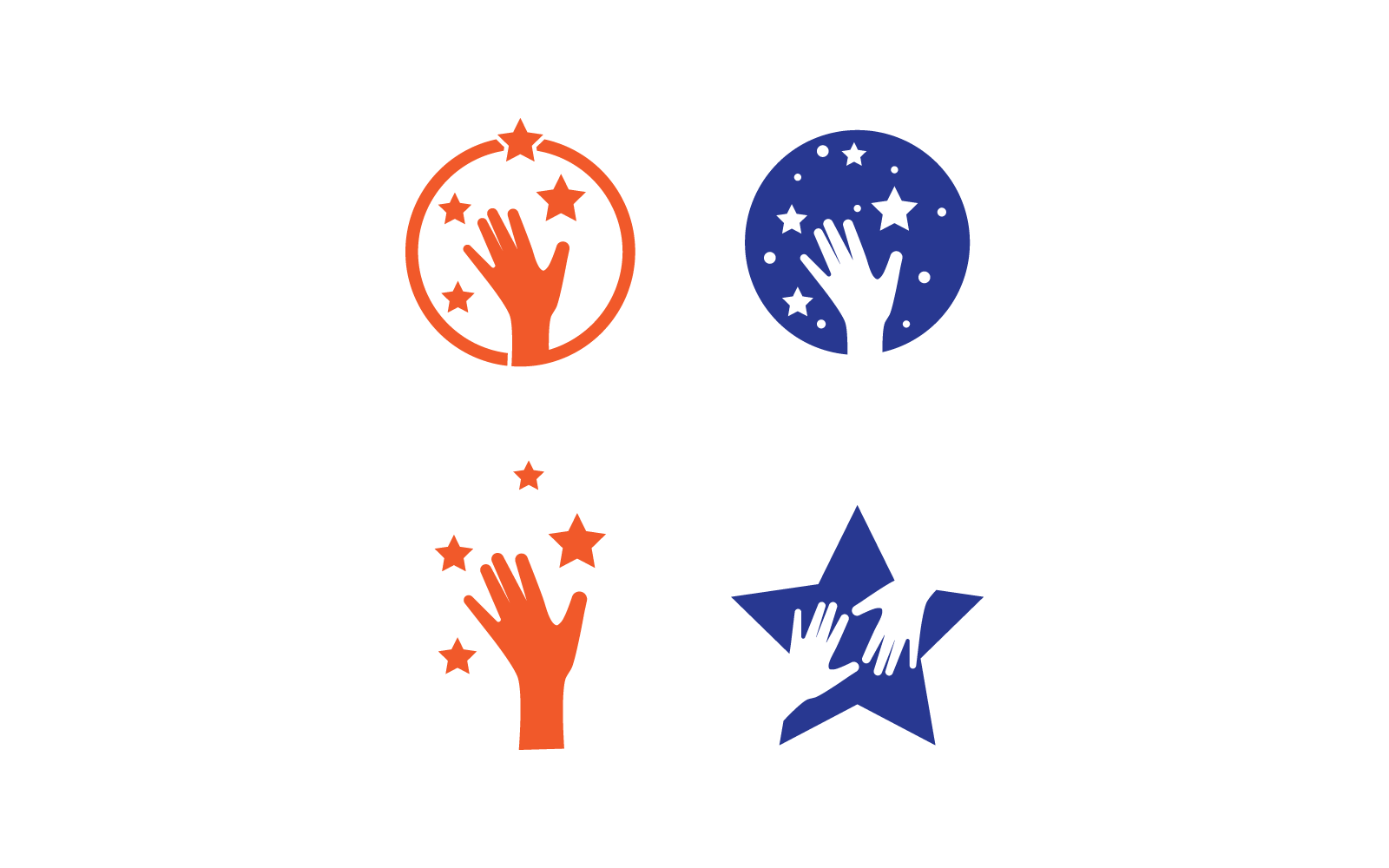 Hand- und Stern-Logo-Vektorvorlage