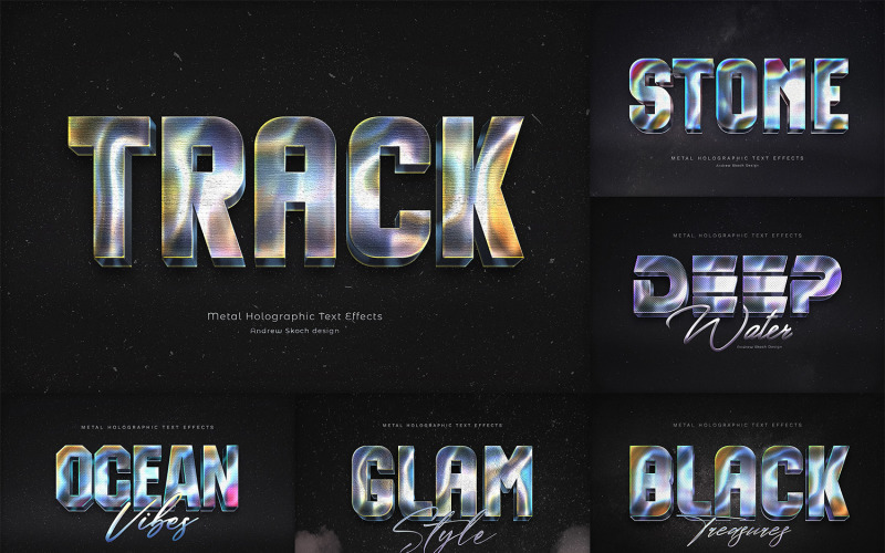 Holographic Text Effects Photoshop Templates Illustration