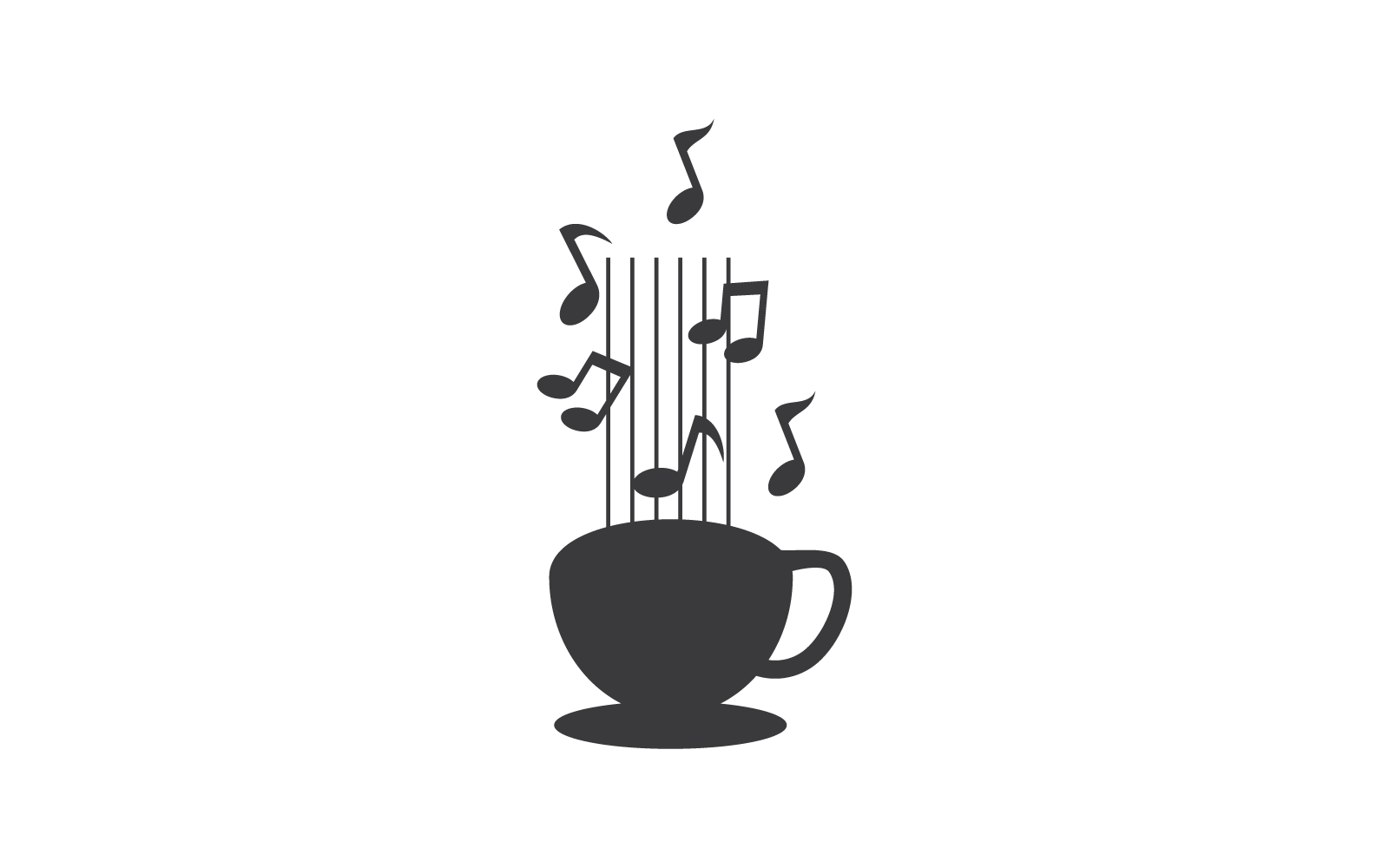 Kaffee- und Musiklogo-Vektor flaches Design